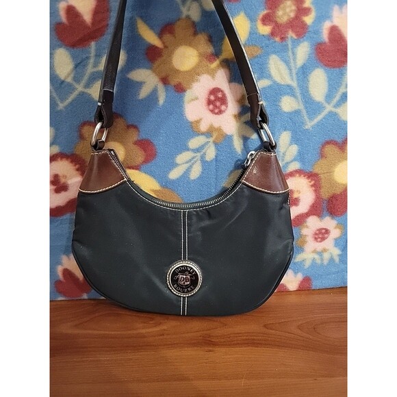 Vtg. Dooney & Bourke Wayfarer All Weather Nylon & Leather Purse — Black/Brown - Picture 1 of 9